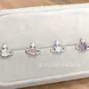 Pendientes Brillantes de Zirconia Rosa Saturno Azul para Mujer, Modernos, de Alta Gama, Dulces, Lindos, Tendencia, Casual, Estilo Japonés y Coreano
