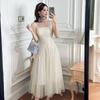 Ropa de Mujer Nueva de Verano 2026, Elegante Vestido de Tirantes con Cuadrado y Cintura Ceñida, Vestido Largo de Encaje 9751