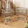 Cesta de Lavandería de Doble Capa con Ruedas Cesta de Almacenamiento de Ropa Sucia Zapatero Doméstico Carrito de Hierro Forjado Estante de Baño