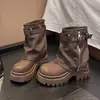 Nuevas botas Martin vintage de hebilla de cinturón para otoño e invierno para mujer, zapatos de mujer de moda versátiles de suela gruesa, botines vintage, botines para mujer