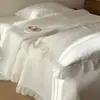 Simples Estilo Coreano Francês Anos 60 100% Algodão Renda Lavada com Areia Colcha Conjunto de Três Peças Fronha Colcha Acolchoada Cama de Solteiro Lençol de Cama
