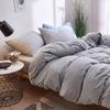 Xichuan não estampado produto bom para dormir nu algodão Tianzhu conjunto de quatro peças listrado malha de algodão algodão de cama roupa de cama lençol de cama