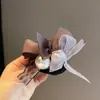 Diadema de Perlas con Lazo de Encaje de Gama Alta Estilo Coreano para Niña Accesorio Elástico para el Cabello