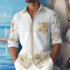 Camisa de otoño para hombre de Europa y América, nueva, colorida, impresión digital 3D, moderna, manga larga, cuello mao