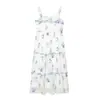 Comercio Exterior 2026 Primavera Nuevo Estilo Europeo y Americano Moda Femenina Sexy Chica Atractiva Vestido con Volantes Bordado Hombros Descubiertos