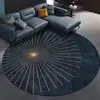 Tapete Simples de Luxo Leve para Sala de Estar Tapete de Chão Estampado para Sala de Estudo Tapete Redondo com Linha Dourada Tapete Antiderrapante Almofada para Cadeira Suspensa Cadeira de Balanço