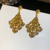 Brincos de gota com pingente cravejados de diamantes, estilo de corte europeu e americano, para mulheres, brincos de luxo leve e de alta qualidade para festas, jantares e noivas