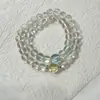Pulsera de Cuentas de Cristal Azul Aguamarina Blanco Antiguo Moda Fresca Doble Capa Apilada para Usar Estudiante Novia Pulsera