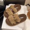 Sandalias Planas Versátiles de Moda Retro para Mujer 2026 Otoño/Invierno Nuevas Casuales Cómodas Adelgazantes que Aumentan la Altura Pantuflas de Algodón Uso en Exteriores