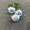 Rosa de Cabo de 3 cabezas de simulación 3D, rama única, con hoja, rosa ceremonial de boda, fila para pasillo de salón de bodas, flores decorativas