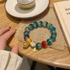 Templo mismo estilo recuerdo turístico pulsera de esmalte color gris fragante colección pulsera de bestia dorada estilo étnico retro artístico para mujeres