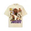Kobe KOBE Lakers Estilo Americano Gola Pequena Malha de Algodão Puro Masculina Pesada Manga Curta Camiseta Respirável Cor Sólida T