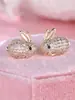 Moda Coreana e Japonesa Brincos de Tarraxa Coelho Cheios de Diamantes Exquisitos Fofos Super Adoráveis Para Uso Diário Infantil Brincos Brilhantes Atacado