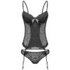 Conjunto de ropa interior moldeadora de cuerpo sexy con tirantes europeos y americanos, ropa interior con tirantes abdominales para mujer, medias de malla y gasa.