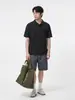 Camisa Polo G-stone para Hombre, Única, con Botones Cuadrados en la Tapeta, Cuello Campana, Color Sólido, Manga Corta para el Trabajo