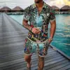 Comercio Exterior Transfronterizo Moda Camisa Polo de Manga Corta con Cremallera Conjunto de Shorts Casuales Impresos en 3D de Moda para Hombre