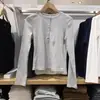 Camiseta de Moda para Mujer con Cuello Henley de Canalé / Manga Larga Casual Ajustada Reductora Camiseta Base Superior 26 Estilos Nuevos 487908