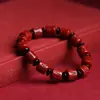 Pulsera de Seis Caracteres Verdaderos de Cinabrio Cubo de Cuenta Seis Caracteres Verdaderos Pulsera de Arena Púrpura y Dorada Año del Dragón Benmingnian Regalo
