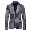 Outono/Inverno 2026 Masculino Tamanho Europeu Retrô Britânico Patchwork Lã Terno Xadrez Pepita Jaqueta Blazer Casual