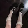 Lolita estilo japonês renda coração verão meias finas de panturrilha média Jk macio menina branco doce respirável meias de panturrilha