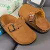Pantuflas Infantiles Cerradas de Suela Blanda, Zapatos Retro para Exteriores sin Cordones, Chanclas de Medio Uso Infantiles Estilo Coreano Birkenstock Casual de Corcho con Suela Gruesa