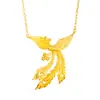 Colar Phoenix de Ouro de Areia Estilo Igual da Loja de Ouro Puzuo Nova Chinoiserie Fengwu Jiutian Corrente para Clavícula Joia Imitação de Três Ouros para Casamento para Mulheres