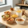 Tazón de embalaje desechable de papel kraft, recipiente redondo para llevar comida, engrosado, a prueba de fugas, con tapa, personalizable, apto para ensalada, sopa, fideos y gachas