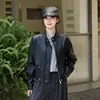 Jaqueta curta de couro com gola alta feita sob medida para mulheres, moda casual nova para primavera e outono de 2026, estilo retrô cool e estiloso de Hong Kong