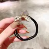 Corda de Pedra Olho de Gato com Strass de Luxo Leve, Novo Estilo Elástico de Cabelo com Laço, Acessório de Cabelo Floral, Elástico de Rabo de Cavalo de Alta Elasticidade
