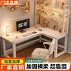 Escritorio de esquina para uso doméstico, escritorio de estudio para estudiantes con estantería integrada, escritorio de juegos con panel de clavijas en esquina, escritorio de computadora para oficina