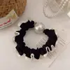 Elegante Elástico de Cabelo Renda com Pérolas Estilo Intestino para Mulheres, Novo Estilo de Prendedor de Cabelo High-End 2025, Elástico de Borracha, Acessórios de Cabelo com Flores