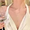 Collar Súper Brillante de Zirconia con Borla Estrellada para Mujer, Cadena de Clavícula de Lujo Ligero de Nicho Cadena para el Cuello Accesorio Cadena para Suéter