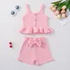 Conjunto de Tirantes a Cuadros para Niñas Estilo Verano 2026, Conjunto de Dos Piezas de Pantalones Cortos para Bebé Estilo Coreano, Ropa Casual Elegante para Niños