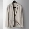 Traje Casual para Hombre 2026 Primavera y Otoño Ramio Lujo Ligero Blazer de Negocios para Hombres Jóvenes y de Mediana Edad, Color Sólido, Sensación de Alta Gama, Chaqueta sin Arrugas