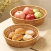 Cesta de Almacenamiento de Escritorio Tejida de Mimbre Imitación Ratán con Patrón de Fénix para Frutas, Snacks, Postres Cesta de Frutas Cesta Tejida de Ratán Bandeja de Frutas para Uso Doméstico