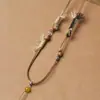 Cordón de Cuero Encerado Delgado Lanyard Tejido a Mano Colgante de Jade Ágata Ámbar DIY Cadena de Collar con Colgante de Combinación Libre