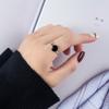 Jingdong Tmall anillo de moda coreana pegamento de cristal redondo punto negro apertura anillo de cobre plateado fabricantes al por mayor
