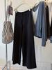 Calça Feminina de Outono Dongdaemun Coreia do Sul Novo Estilo Coreano Cintura Alta Slim Cordão Franzido Solta Versátil Wide-Leg Comprimento Total