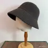 Sombrero de pescador de punto gofrado para mujer, primavera y otoño, sombrero de lana tejido, adelgazante, versátil, estilo japonés, elegante, cálido, sombrero tipo cubo con forma de campana