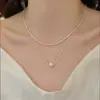 Collar de agua dulce apilado de doble capa Moda para mujer Diseño brillante de moda neta cadena para la clavícula de temperamento estilo viento frío