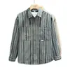 Camisa listrada solta estilo Hong Kong para outono e inverno masculino, camisa versátil retrô de manga comprida para jovens homens