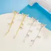 Pendientes Largos con Borlas de Zirconia con un Toque Minimalista y de Alta Gama, Pendientes Simples de Doble Uso para Mujer, Realzando la Elegancia y Adelgazando el Cabello Largo