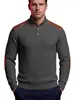 Suéter tejido TK de importación para hombre, estilo americano, jacquard texturizado, cuello alto, con hombros y mangas de patchwork, sudadera de punto holgada de manga larga