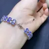 Pulsera de Tanzanita Natural en un Deslumbrante Color Morado, Completamente Pulida, con Piedra Principal Finamente Incrustada de Plata 925 de 4*6 mm