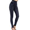 Calças curtas femininas de emagrecimento primavera e outono europeias e americanas, estampadas, imitação de jeans, slim fit, tamanho grande, base justa e sem costura