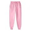 18 colores pantalones casuales para hombre color liso pantalones largos juveniles modernos tiro medio pantalones deportivos pants de chándal en stock blanco