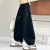 Calça de Moletom Feminina Primavera e Outono 2026 Nova Casual Estilo Coreano Calça Jogger para Meninas Mais Velhas com Punhos Curvos Tendência