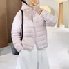 26 Otoño Invierno Nuevo Estilo Coreano 90 Pluma de Pato Blanca Cremallera Doble Capucha con Costillas Ligera Chaqueta Abrigo de Plumas H091819