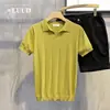 Directo del fabricante: Camisa de negocios de verano para hombre, nuevo corte slim, elegante polo de punto con cuello en V