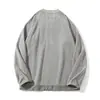 Ropa Vintage 25 Otoño Nuevo Estilo Japonés Exterior Bloque de Color Diseño de Bolsillo Texturizado Holgado Cuello Redondo Sudadera Pulóver